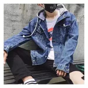 [의류] 남자 데일리 후드 청자켓 블랙 진청 탈부착 자켓
