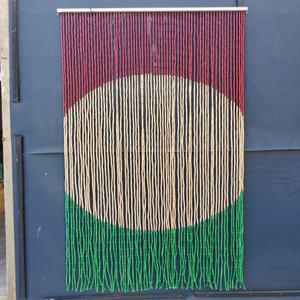 원형 패턴 비즈발 출입문 현관 중문 원목색 구슬발 비즈