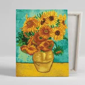 [아트박스]/아이러브페인팅 DIY캔버스형 보석십자수 40x50cm 고흐-해바라기화병