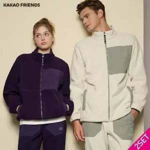 2SET [카카오프렌즈 KAKAO FRIENDS)] 더블플리스 남녀공용 셋업 2종세트(집업점퍼+팬츠)