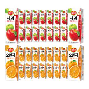 (빠르미쇼핑) 델몬트 사과 오렌지 190ml 32개 드링크팩 종이팩음료수 팩음료 팩주스 2종