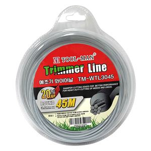 툴맨 예초기 와이어날 TM-WTL3045 (3.0x45m) /원형 고무날 트리머라인 예초기날 벌초