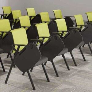 책걸상 1인용 책상 일체형 수강생 그린쿠션/화이트등받이 체어 접이식 중학생 대학교 그레이