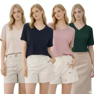 올리브그린 P24 24SS BAMBOO 에션셜 티블라우스 4종