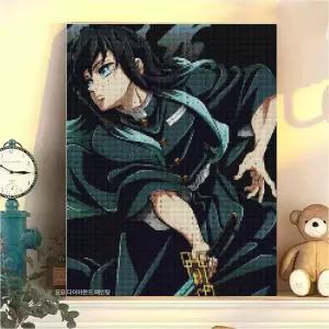 귀멸의칼날 시토 무이치로 보석십자수 DIY 사각 캔버스형 성인용 애니 벽걸이