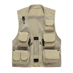 [Qunqene] 피싱 베스트 아웃도어 남성용 메쉬 지레 카메라맨 재킷 여름용 얇은 소재 작업복 낚시 촬영 등산