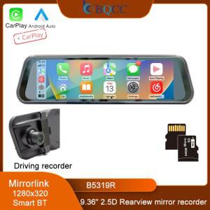 카플레이 모니터 BQCC B5319R 36 인치 5D 백미러 터치 스크린 무선 안드로이드 미러링크 BT 오디오 출력 TF 자동차 스테레오