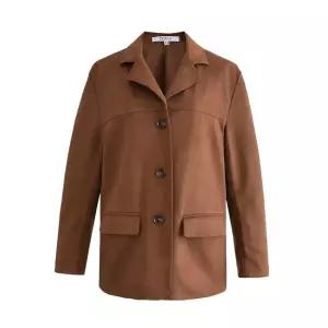 갈색 여성용 가을 빈티지 권 루즈핏 코트 자켓 정장 스웨이드 원픽3