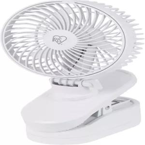 IRIS USA 우주 5인치 배터리 작동 클립 온 팬 2단 속도 구동 개인 휴대용 여행용 미니 애완동물 유모차 홈