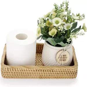 섬나콘 10인치 라탄 욕실 배니티 트레이 종이 핸드 타월용 장식용 위커 변기 탱크 주방 카운터탑 테이블