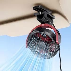 선바이저 팬의 자동차 클립 USB로 구동되는 휴대용 소형 360 회전식 클램프 대담한 공기를 불어넣고 유모차