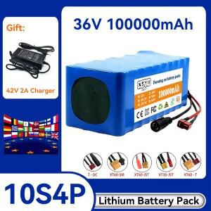 10S4P 36V 배터리 100000mAh XT60 전동 스쿠터 리튬 18650 팩 500W 42V E-bk BMS 2A 충전기용