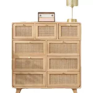 라탄서랍장 원목 라탄 플랩도어 0 모듈 서랍장 3단 베 5단 와이드 우드 수납