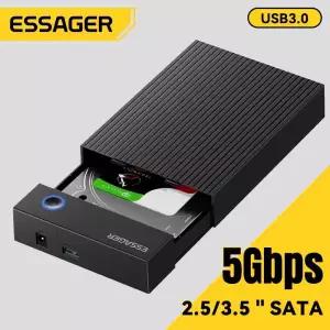 에사저 3.5인치 SATA HDD SSD 인클로저 도크 USB 3.0 5Gbps 외장 케이스 (2.5 및 하드 드라이브용) 공구 없