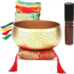 티베트 싱잉볼 명상 세트 네팔 수공예 힐링 요가 사운드 바스 전용 방석 말렛 포함 전문가용 마음챙김 심신