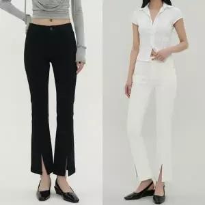 [다잇템] 여자 트임 편한 세미 슬림핏 고무줄 클래식 나팔 밑단 슬랙스