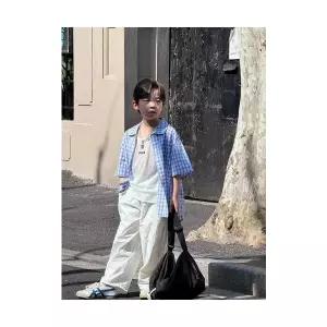 팜므 여름 남아 체크 반팔 셔츠 아동 키즈 남방 스트릿 상하복 코디룩설날