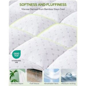 QOCISMILE 3인치 베개 대한 대나무 패드 침대 커버가 통기성 토퍼 레이온 21인치 메쉬 사이즈 사이드 매트리스 지원 있는 포켓 부드러운 메모리 토퍼에 토퍼