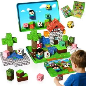 아이언 박스가 있는 미니 마그네틱 블록 60개의 PCS 여행용 빌딩 3세 이상 어린이를 위한 STEM 교육용 세트