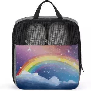 여행용 레인보우 스카이 오거나이저 신발 캐리어에 등장하는 스타 더블 지퍼 디자인 휴대용 가방 및 가정용