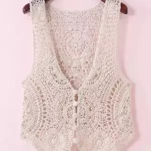 니트조끼 조끼 여름용 뷔스티에 그물니트 화이트 손뜨개