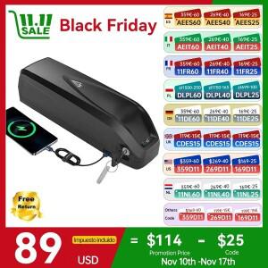 하이롱 배터리 36V 48V 52V 18650 리튬 팩 산악 자전거용 500W 모터