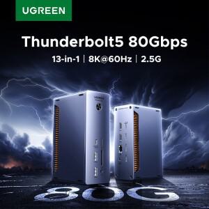UGREEN Thunderbolt 5 도킹 스테이션 8K60Hz 80Gbps 2.5G RJ45 SD&TF 3.5mm MacBook 노트북용 Dell XPS Raz