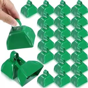 스포츠 이벤트 응원 스피릿 라우드 카우벨을 위한 24개의 금속 카벨 3인치 그린 축구 경기 및 축하를