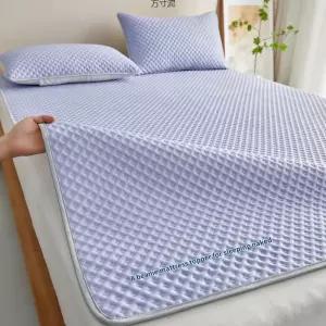 4면고정침대패드 라지킹 냉감패드lk 체크무늬그레이 바닥 여름까는이불 여