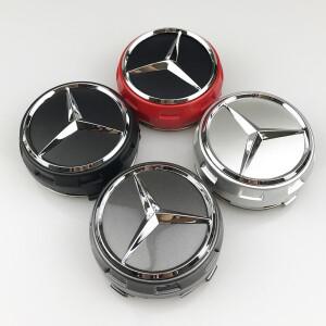 4개 75mm 자동차 스타일링 휠 센터 캡 허브 커버 액세서리 메르세데스 벤츠 호환 AMG A0004000900 W212 W20