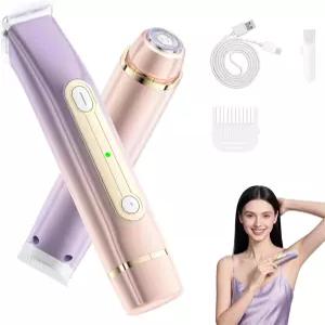 여성용 Lmpil 비키니 트리머 듀얼 헤드가 있는 2-in-1 전기 면도기 세라믹 블레이드 방수 및 충전식