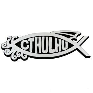 크툴루 물고기 플라스틱 자동 엠블럼 - [실버][5 1/4인치 x 2인치]