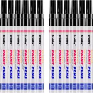 블랙 페인트 마커 12팩 오일 기반 방수 퀵 드라이 영구 펜 세트 암석 페인팅 목재 패브릭 플라스틱 캔버스