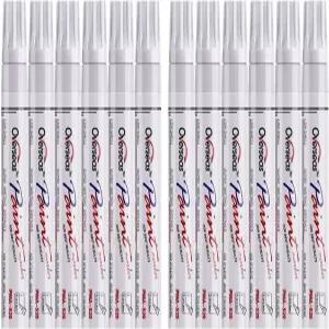 레선 해외 화이트 페인트 펜 12팩 방수 오일 기반 세트 퀵 드라이 및 퍼머넌트 암석 돌 세라믹 목재 패브릭