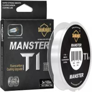 씨나이트 플루오로카본 낚싯줄 맨스터 T1 II 100M/110Yds 클리어 - 사실상 보이지 않는 빠른 침몰선 3-35LB