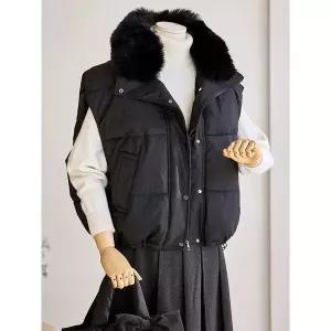 [하프클럽/]퍼카라 박시 패딩조끼_T2511PV009D