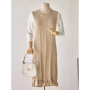 [하프클럽/]밑단 프릴 민소매 니트 원피스_T2508OP617C