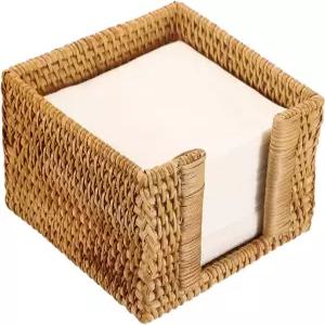섬나콘 냅킨 홀더 스퀘어 라탄 테이블 위커 조리대 주방 식탁용 칵테일 피크닉 웨딩 파티용 천연 바구니
