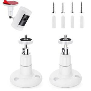 링 스틱 업 캠, 링 아웃도어 캠 플러스, 링 실내 캠 | 360 조절 가능한 벽걸이 또는 셀링 마운트, 드릴 없음, 내후성(흰색)용 2팩 링 카메라 마운트 브래킷