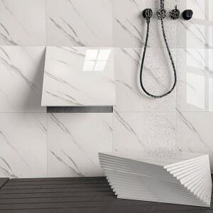 10PCS 자기 접착 대리석 모양의 바닥 타일 가정용 방 개조를위한 두꺼운 내마모성 PVC 스티커 설치가 용이함