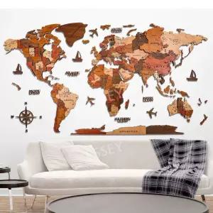 인테리어 회의실 장식 원목 서재 거실 소품 세계지도 입체 벽 나무