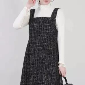 [애비뉴투지]트위드 하객룩 멜빵 가을 겨울 조끼 원피스 K11536