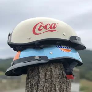 오토바이 여름용 반모 헬멧 레트로 스타일 자외선 차단 경량 안전 헬멧 남녀공용 하프페이스 바이크용품