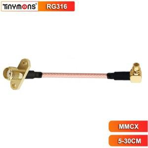 동축 SMA 암 패널 마운트 커넥터 MMCX 수 직각 90 도 어댑터 케이블 RG316 라디오 FPV 드론용