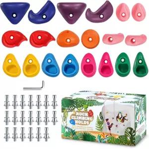 탑뉴 20PCS 암벽 등반 놀이 세트용 스윙셋 실내 실외용 장착 하드웨어 밝은 색상으로 유지됩니다