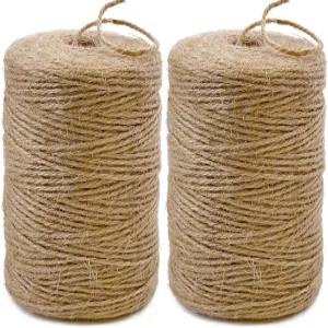 PerkDecor 2팩 2mm 천연 황마 트위니 스트링 1600피트 길이의 가드닝 선물 포장 마크라메 DIY 홈 데코