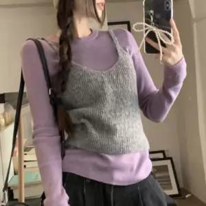 여성 뷔스티에 펀칭 베스트 캐주얼 레이어드 니트 조끼