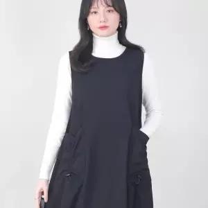 [애비뉴투지]양 포켓 스트링 셔링 기모 겨울 조끼 원피스 K01517