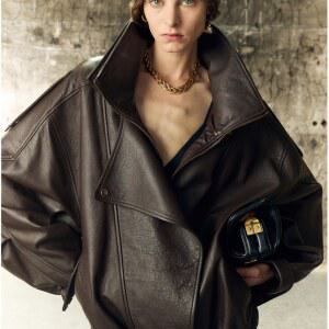 빈티지 스웨이드 이중카라 여성 라이더 코트 루즈핏 재킷