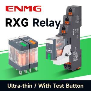 ENMG RXG 슬림 파워 릴레이 12A 24VDC/220VAC 코일, PLC 제어 시스템용 DIN 레일 마운트 산업용